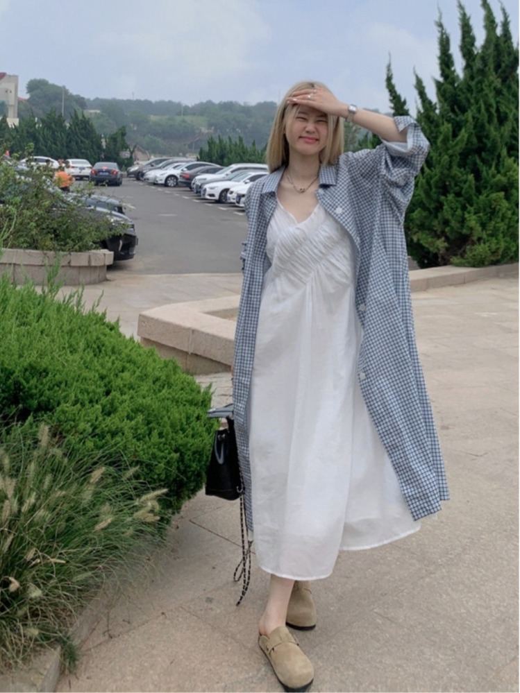 Korean Style A Line Shirt Dress - Şık artı boyutu Set Tembel Stil