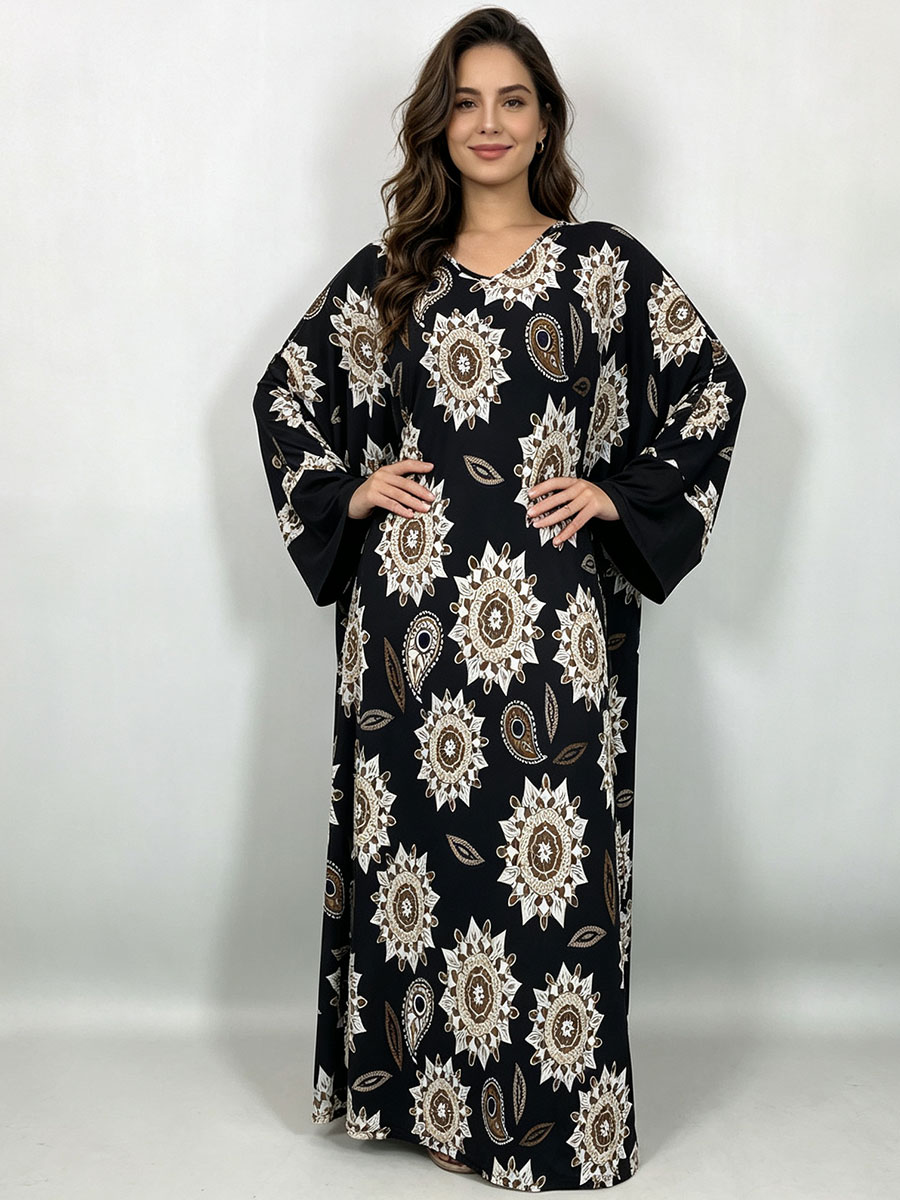 Boho Summer Beach Maxi Dress - Kadınlar için Büyük Beden, Uzun, Siyah,