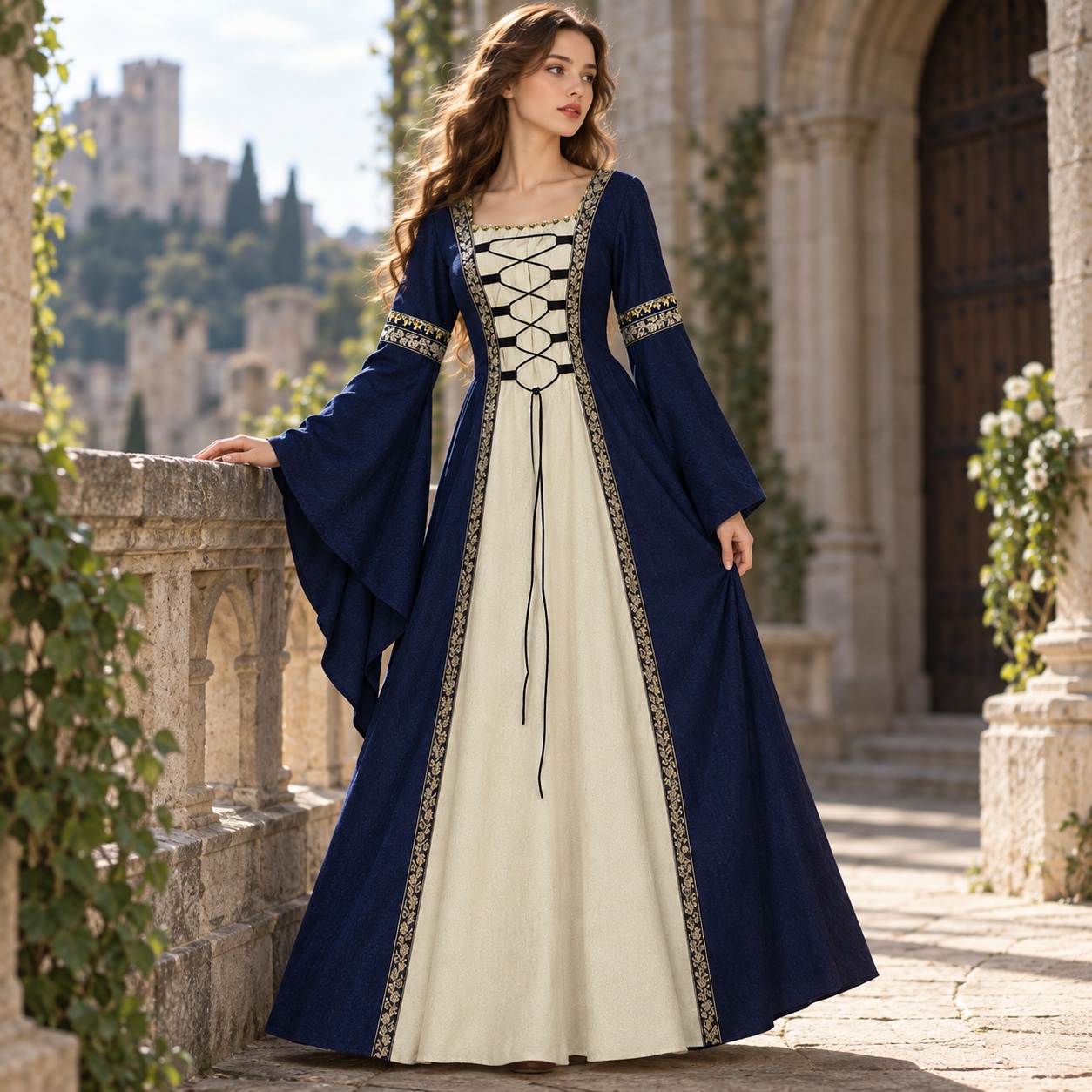 Dresses - Kadınlar için Yama İşlemeli, Retro Kare