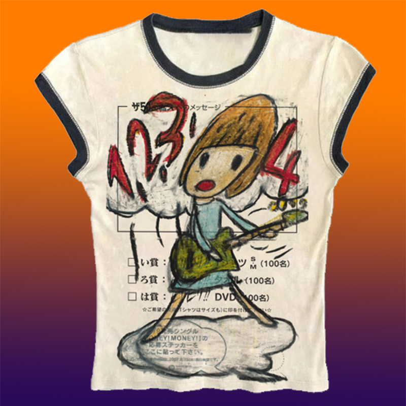 Y2K Graphic Baby Tee Crop - Y2K kore popüler giysiler Emo yaz
