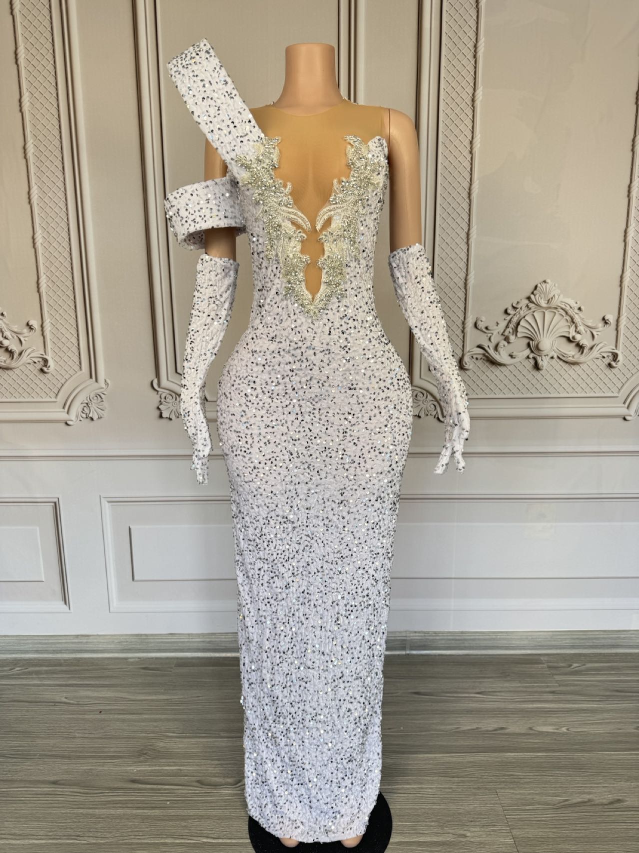 Işıltılı Taşlı Derin V Yaka Uz - Sparkly Rhinestone Club Party Dress incelemesi ve fiyatı