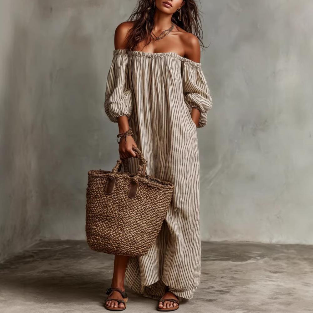 İlkbahar Yaz Kadın Düşük Omuzl - Off Shoulder Puff Sleeve Sundress incelemesi ve fiyatı