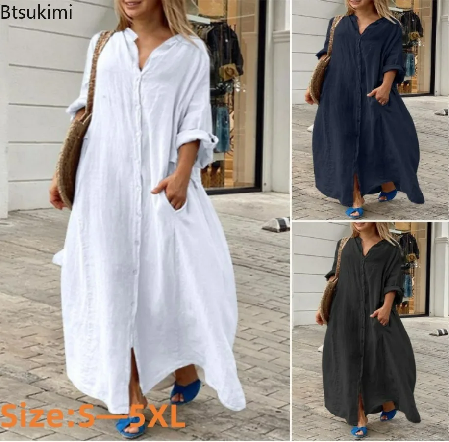 2026 Kadın Günlük Pamuklu Kete - Casual Loose Linen Shirt Dress incelemesi ve fiyatı