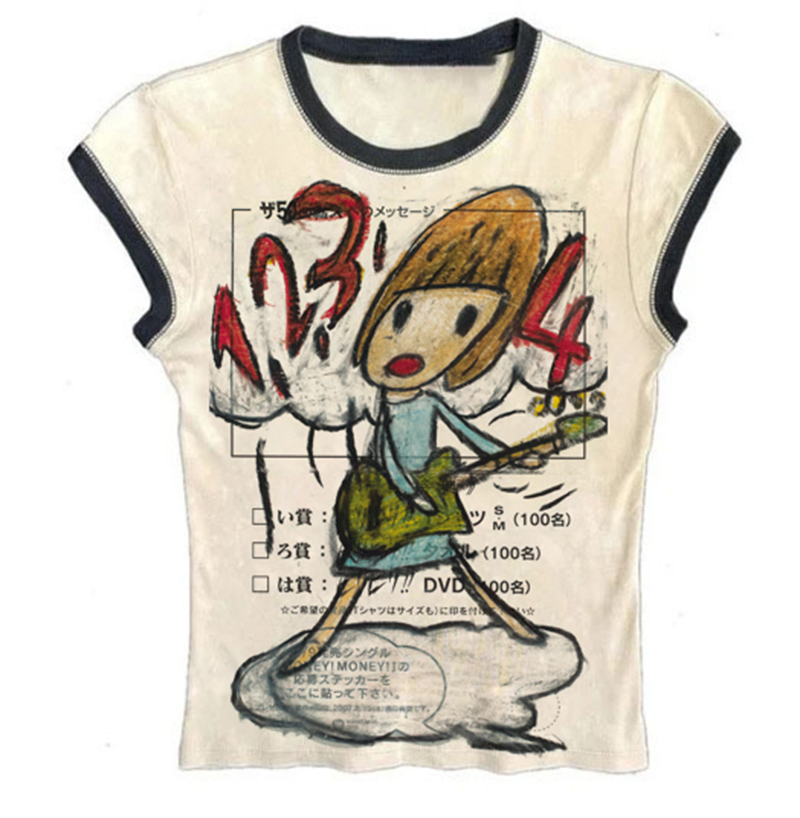Y2K kore popüler giysiler Emo  - Y2K Graphic Baby Tee Crop incelemesi ve fiyatı