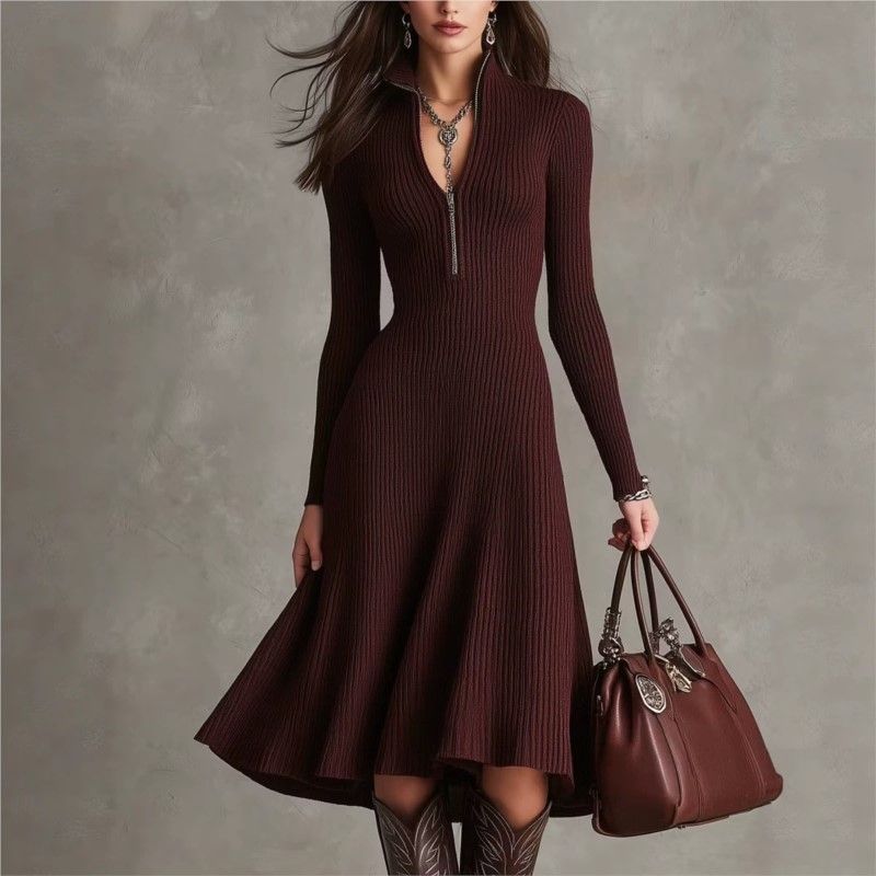 Kadınlar için Kaburgalı Örgü M - Bodycon Long Sleeve Ribbed Dress incelemesi ve fiyatı