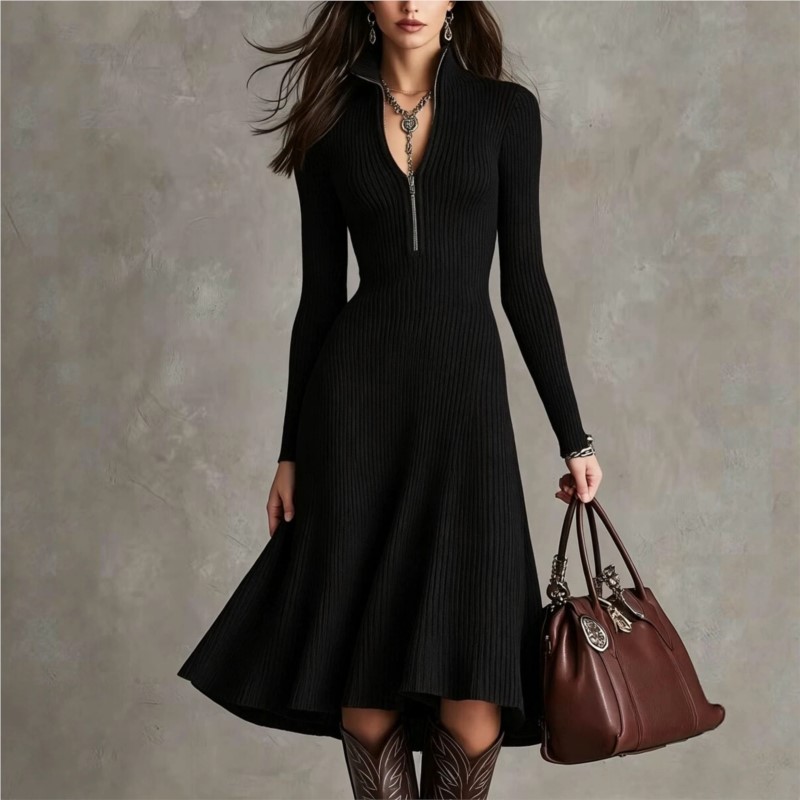 Kadınlar için Kaburgalı Örgü M - Bodycon Long Sleeve Ribbed Dress incelemesi ve fiyatı