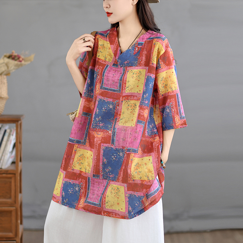Günlük Pamuklu Keten Baskılı R - Casual Loose Linen Shirt Dress incelemesi ve fiyatı