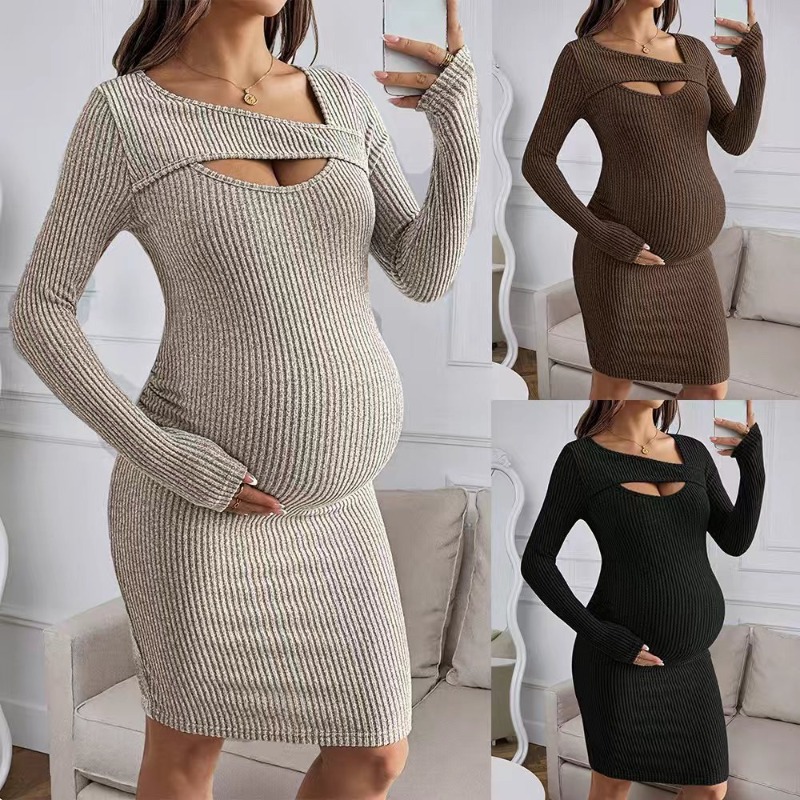 Hamile Kadınlar İçin Uzun Koll - Bodycon Long Sleeve Ribbed Dress incelemesi ve fiyatı