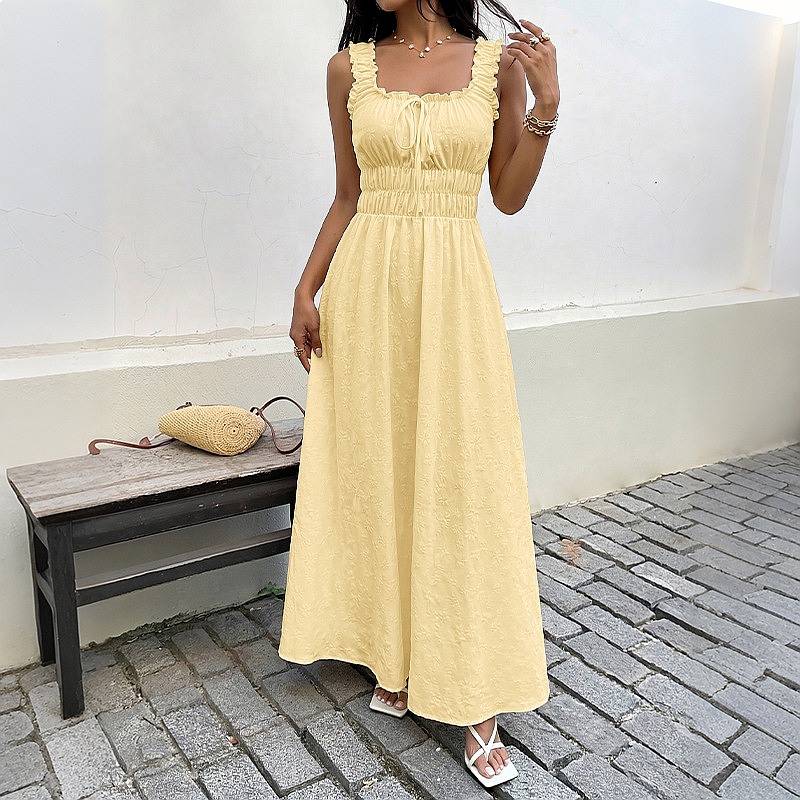 Yazlık Kolsuz Kare Yaka Elbise - Boho Summer Beach Maxi Dress incelemesi ve fiyatı