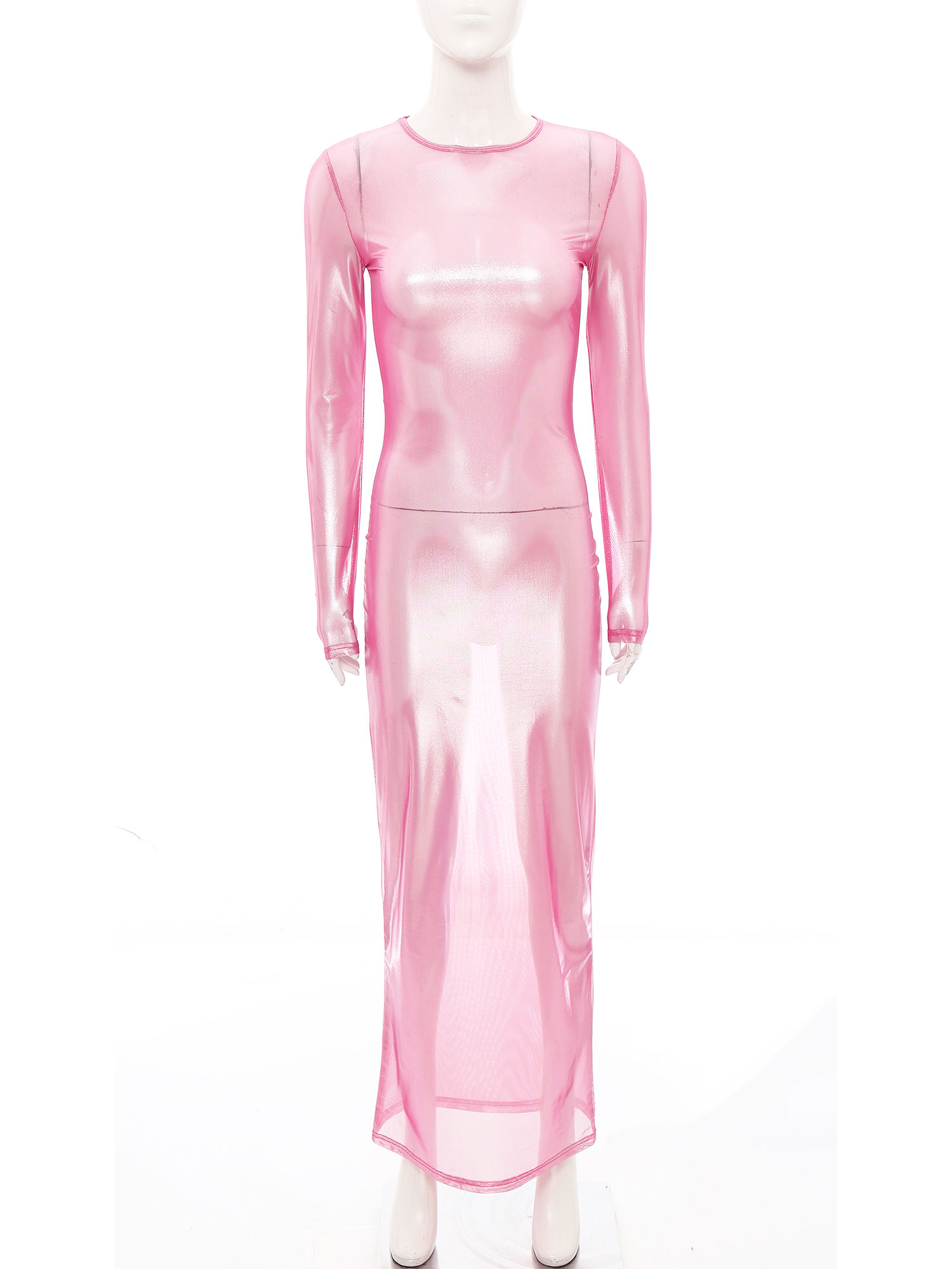 Bayan Parlak Metalik Şeffaf Uz - Sexy Mesh Sheer Bodycon Dress incelemesi ve fiyatı