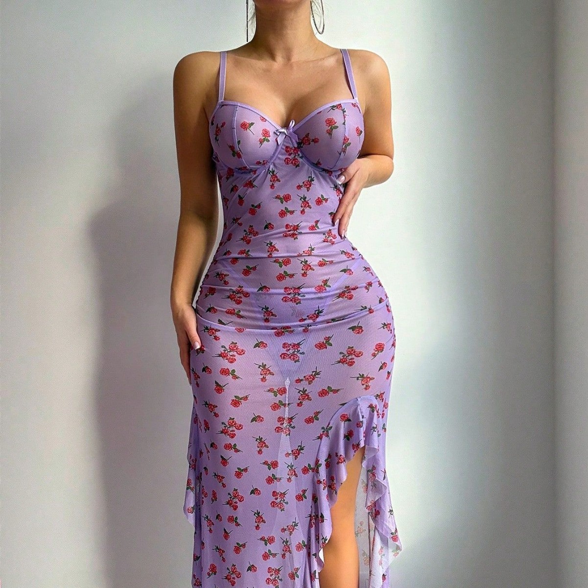 Şeffaf File Kumaşlı, Büyük Bed - Sexy Mesh Sheer Bodycon Dress incelemesi ve fiyatı