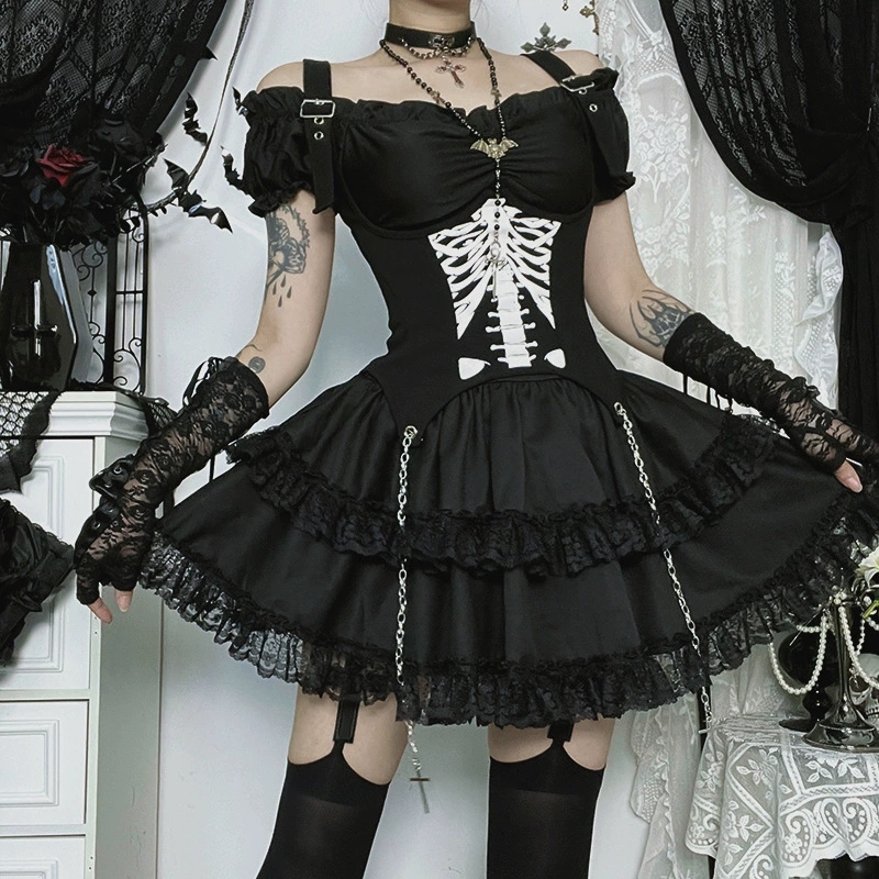 Goth Koyu Renkli E-kız Kawaii  - Y2K Backless Halter Mini Dress incelemesi ve fiyatı